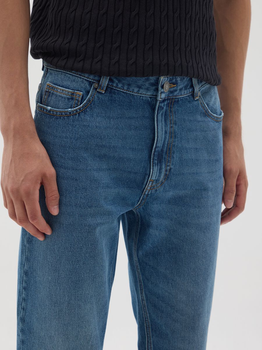 Relaxed fit pure blue cotton jeans_3