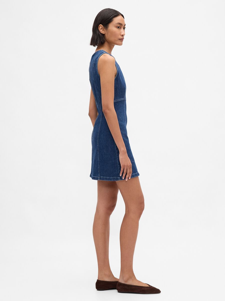 Stretch denim dress with back zip_1