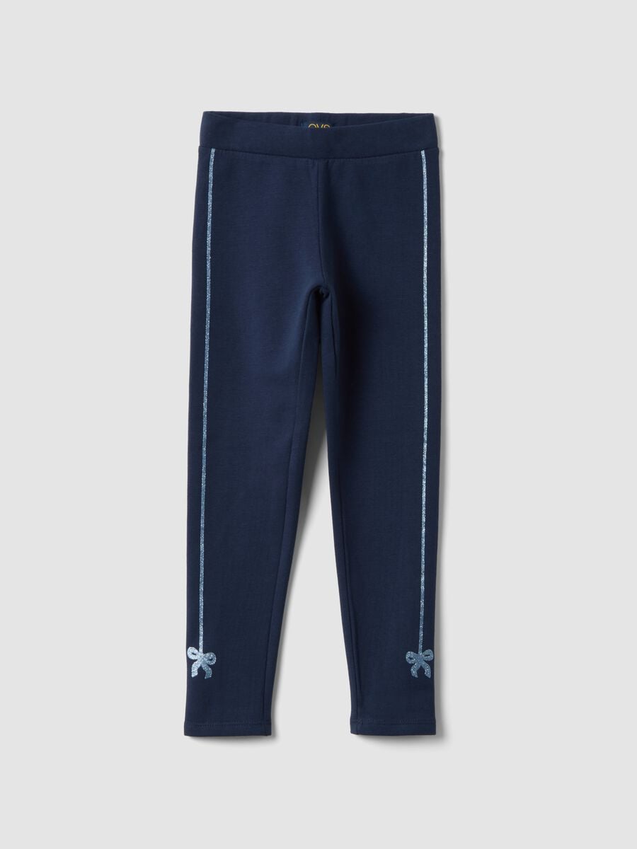 Leggings blu in cotone organico elasticizzato skinny fit_0