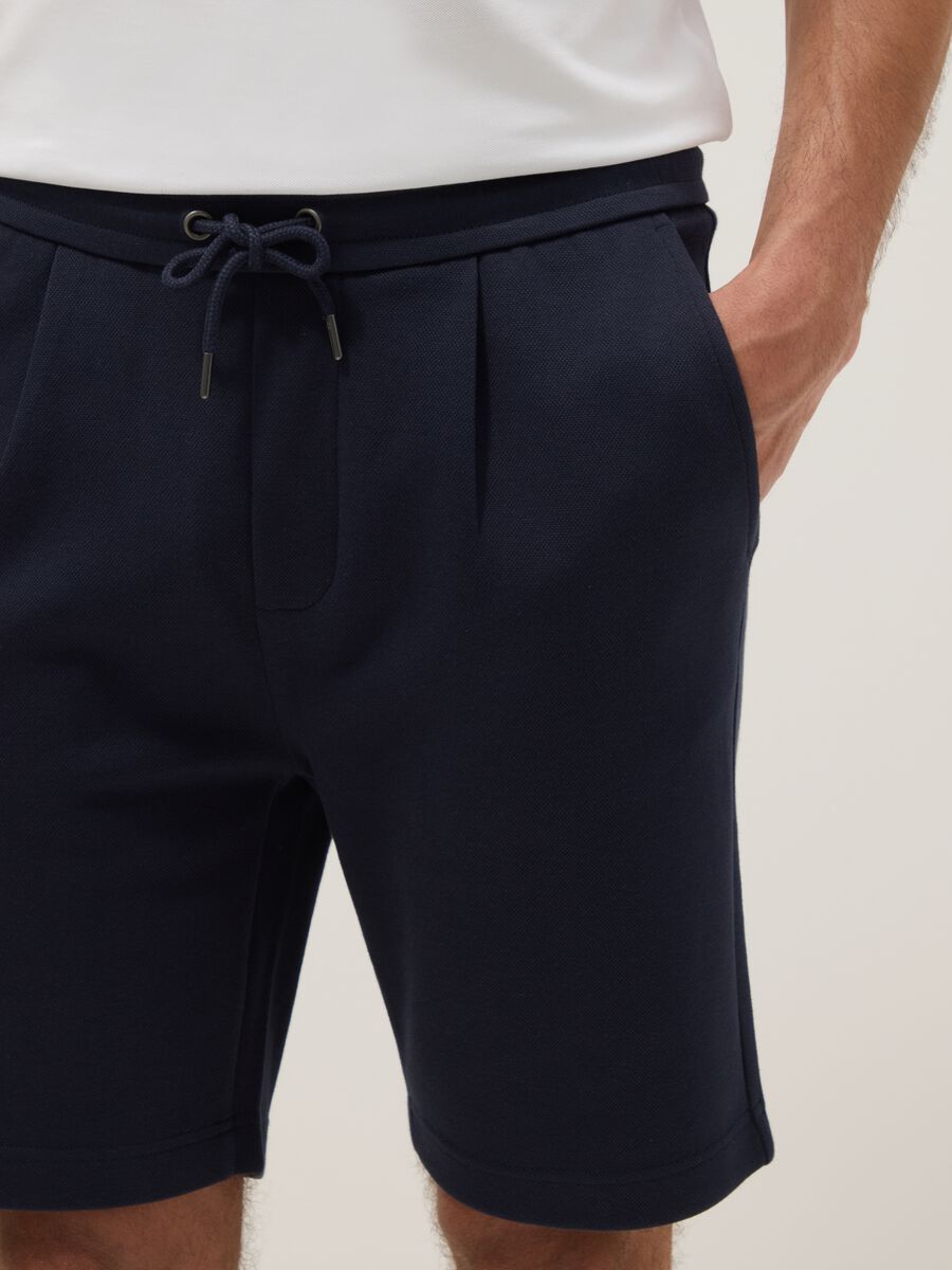 Blue pure cotton shorts with elasticated waist, regular fit_3