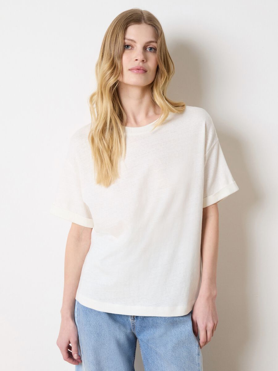 Oversized T-shirt in cotton and linen_1