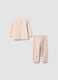 Pink organic cotton crew-neck pyjamas with print for baby girl_1