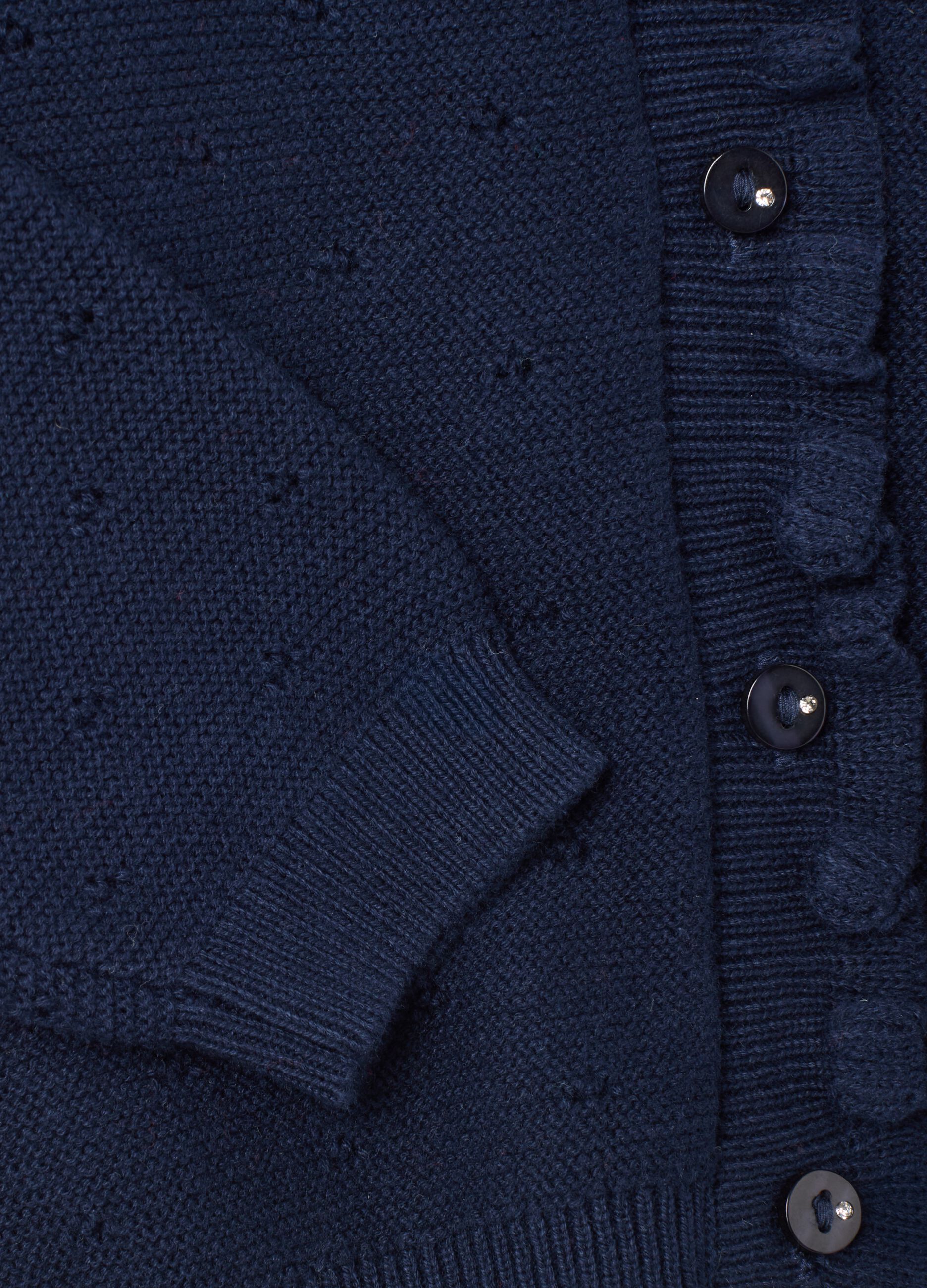 Girls' blue pure cotton cardigan with regular fit