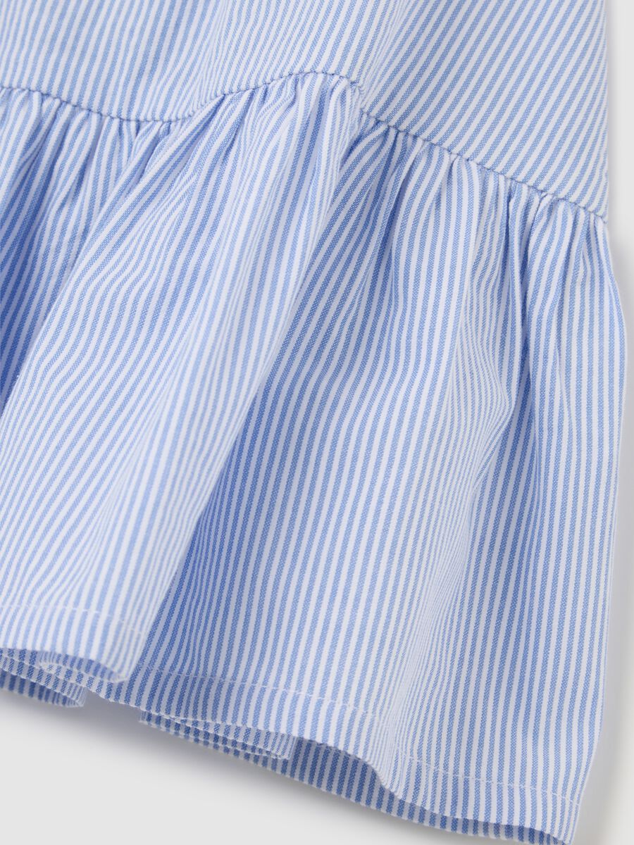 Girl's light blue pure cotton dress, regular fit with frills_2