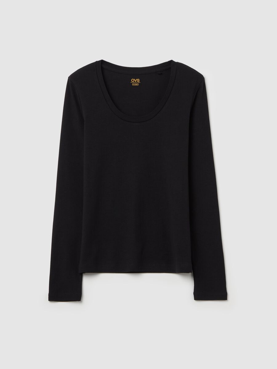 Long-sleeved T-shirt with round neck_4