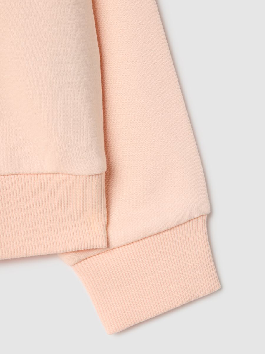 Beige regular fit cotton blend sweatshirt with heart for girls_3