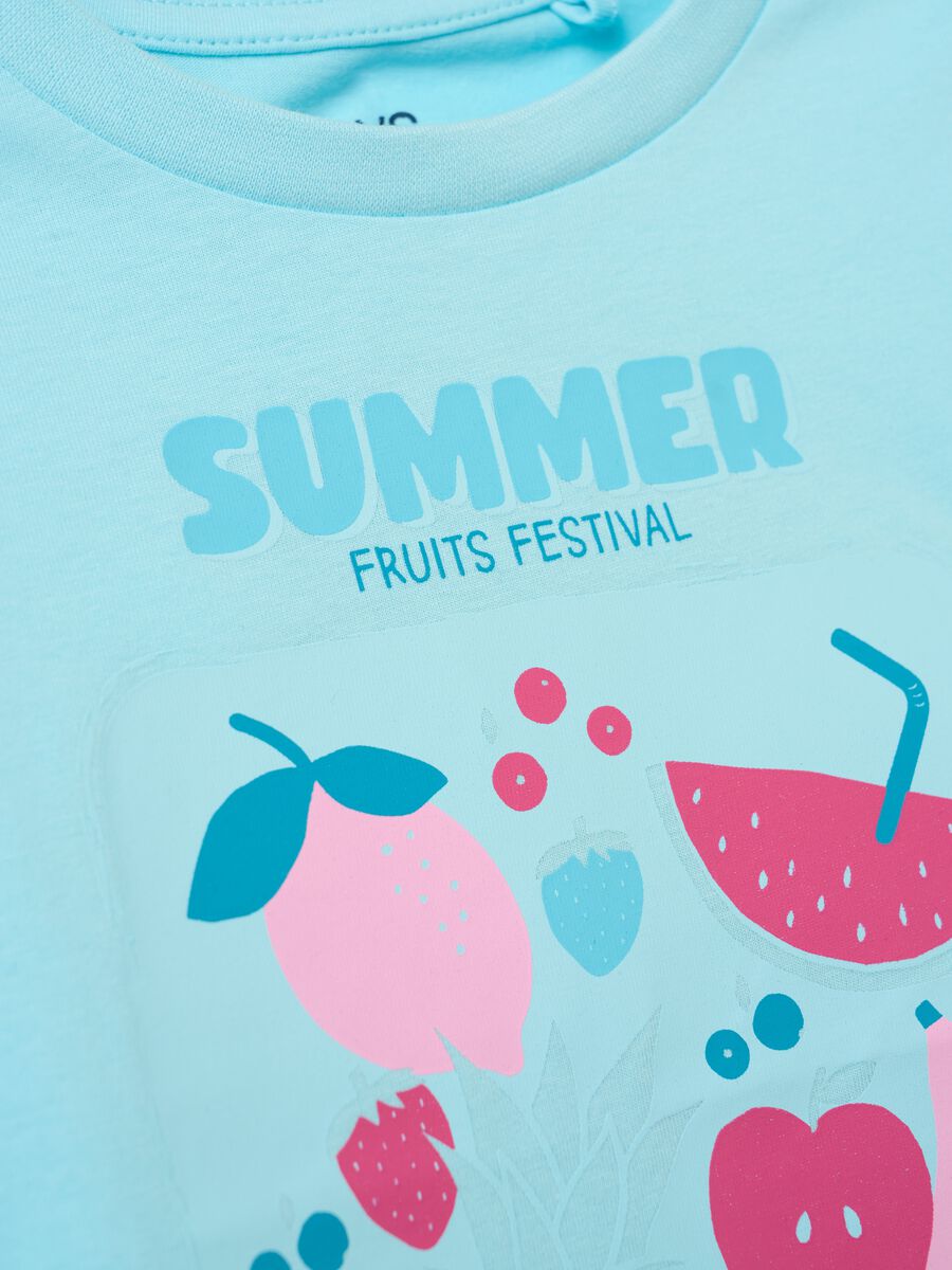 Pure cotton blue girl's T-shirt with regular fit_2