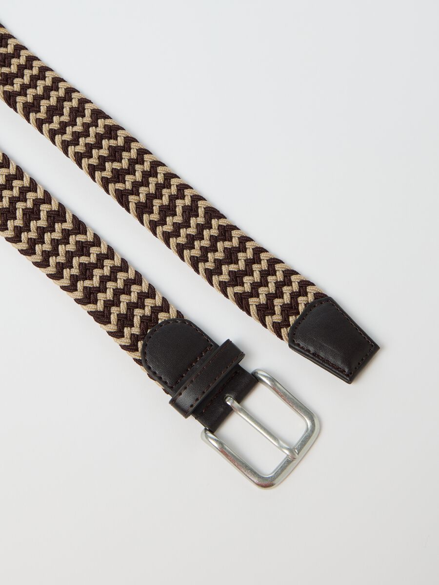Brown and beige woven belt_1