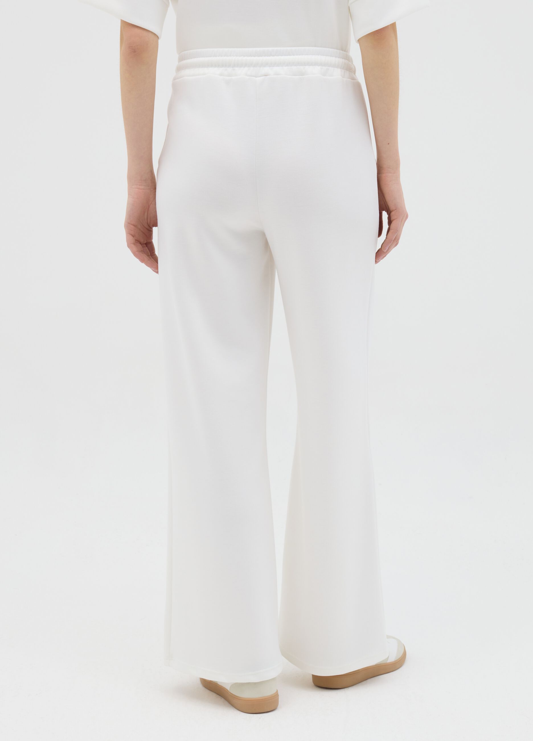White palazzo trousers in stretch fabric