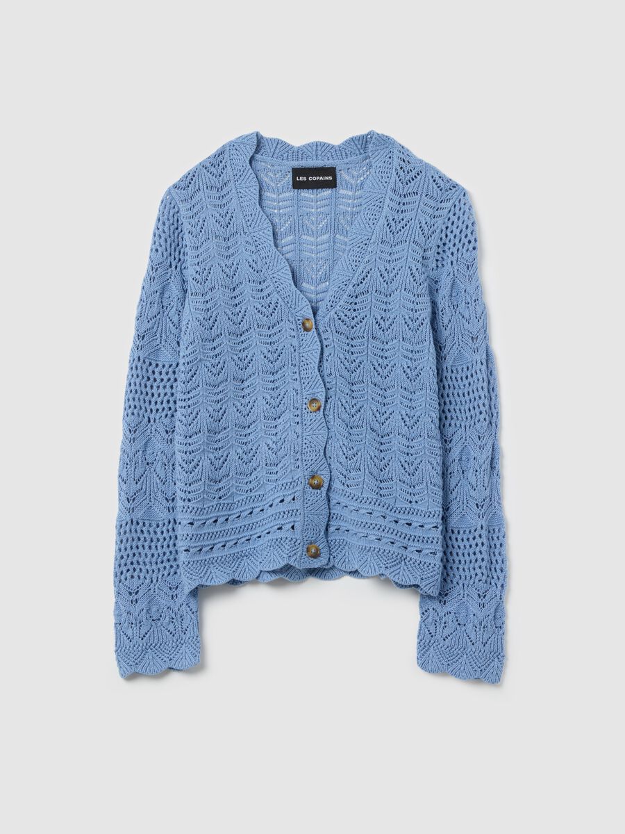 Cardigan crochet con scollo a V_4