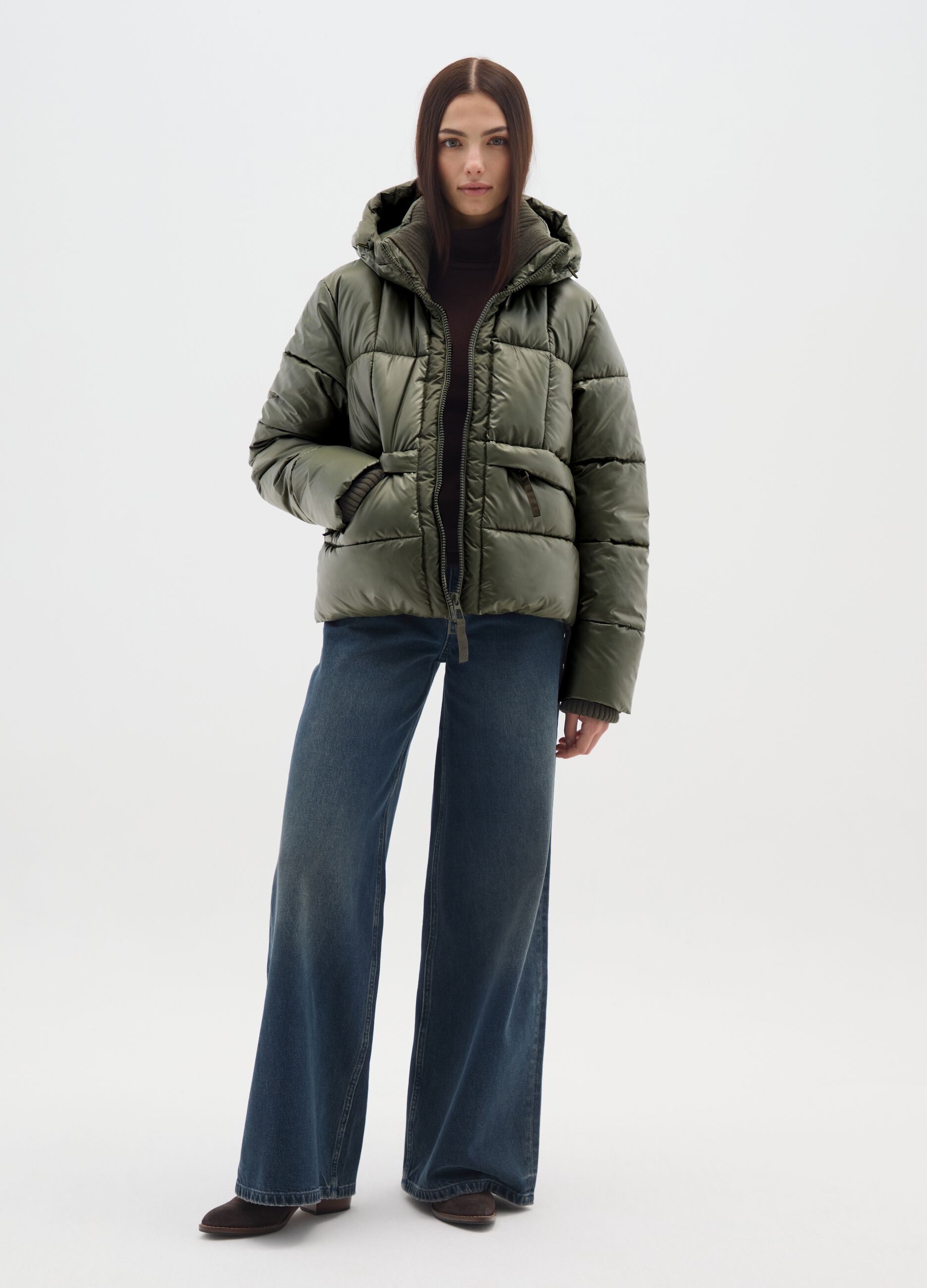 The Iconic Puffer Green Hooded Jacket
