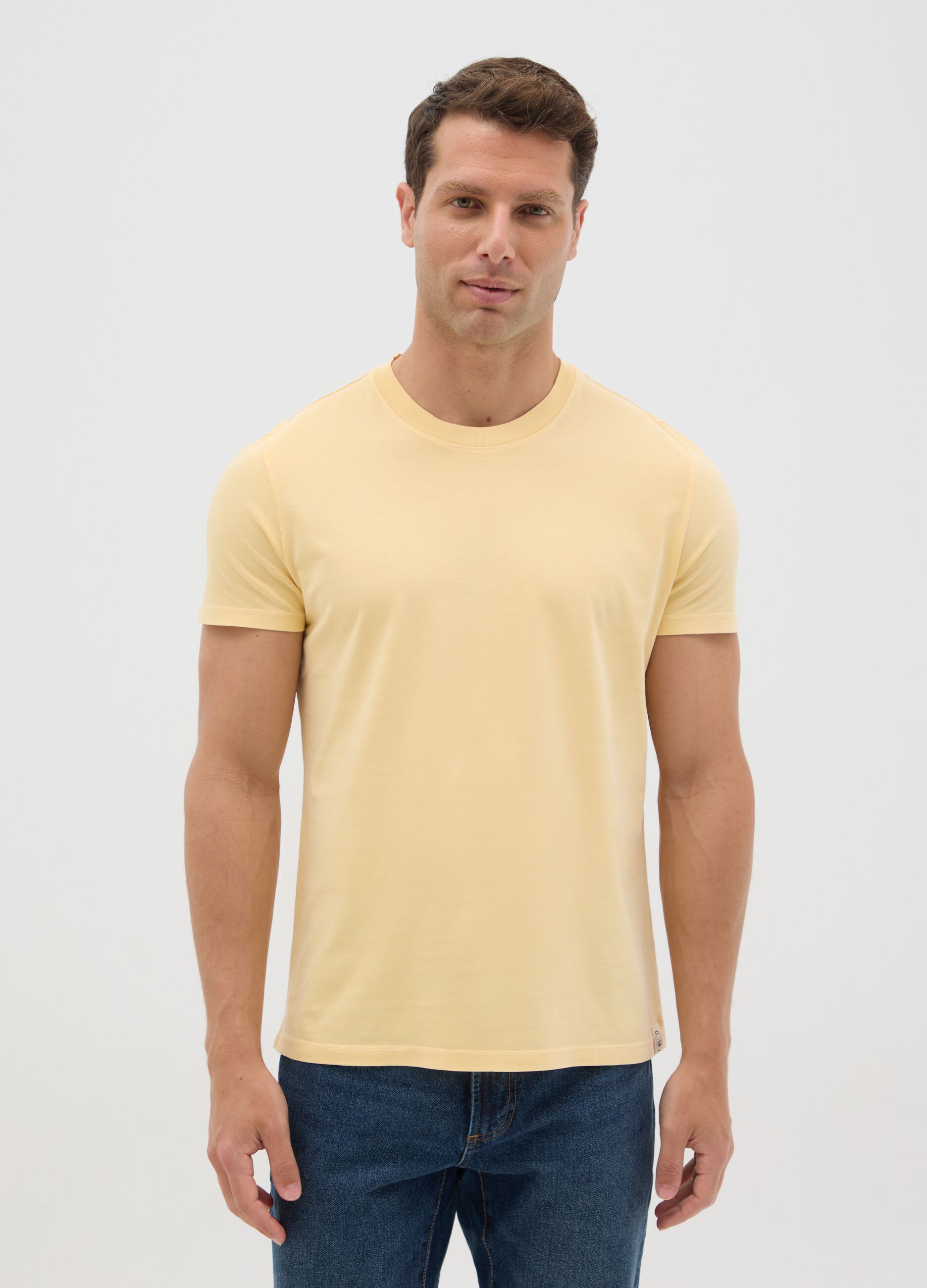 Men’s yellow, regular-fit T-shirt in 100% cotton