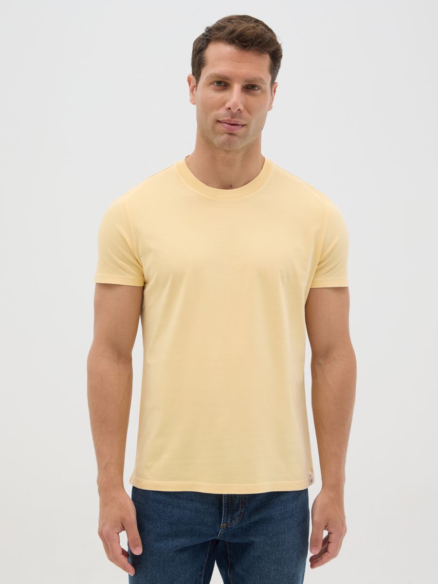 Men’s yellow, regular-fit T-shirt in 100% cotton_0