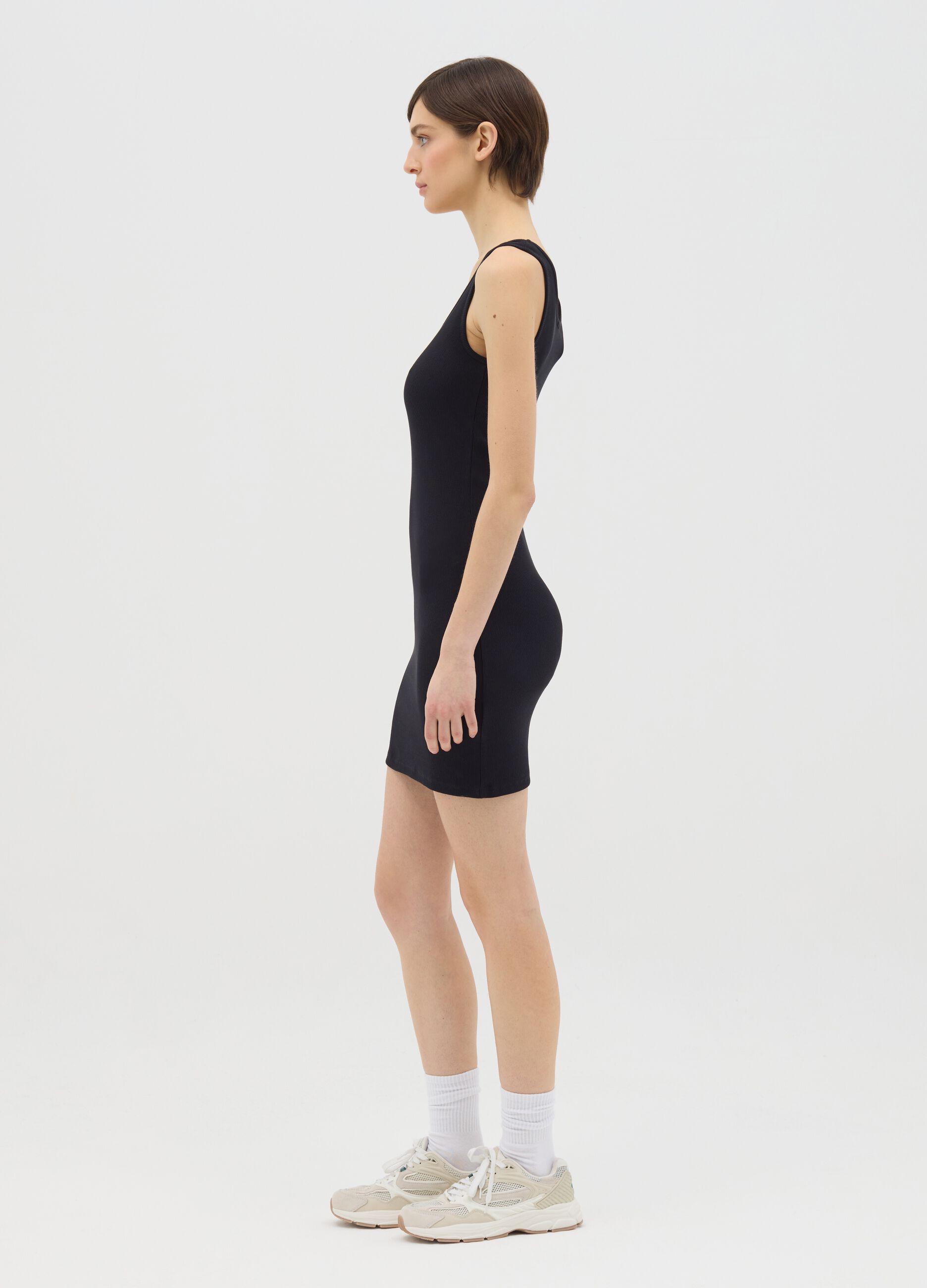 Abito tubino da donna in cotone elasticizzato nero fitted