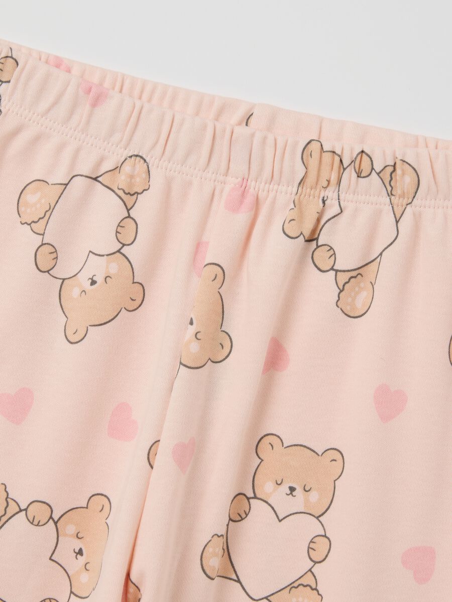 Pigiama da bambina in puro cotone rosa con stampa_3