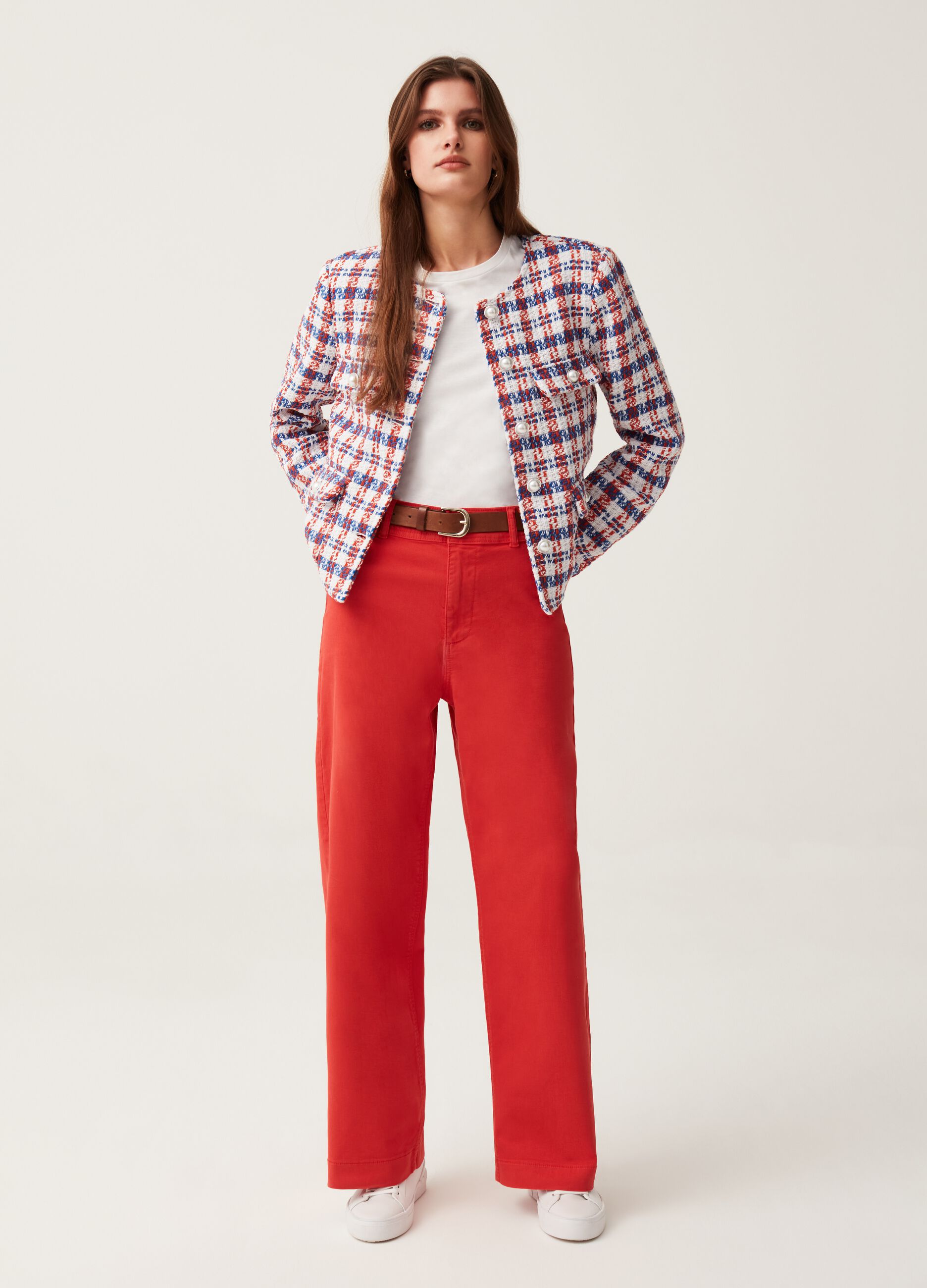 Wide-leg trousers in stretch cotton