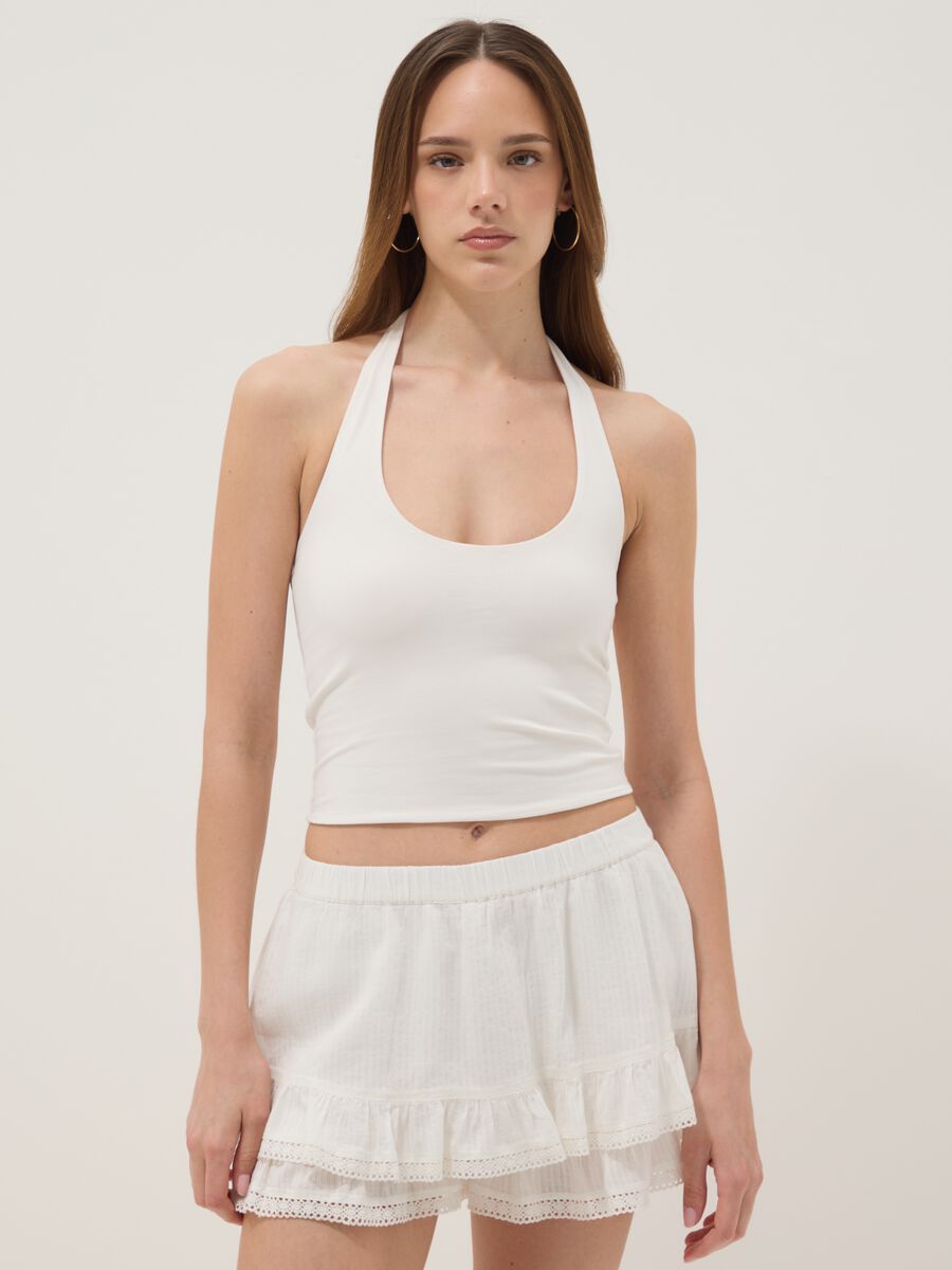 White stretch cotton tank top_1