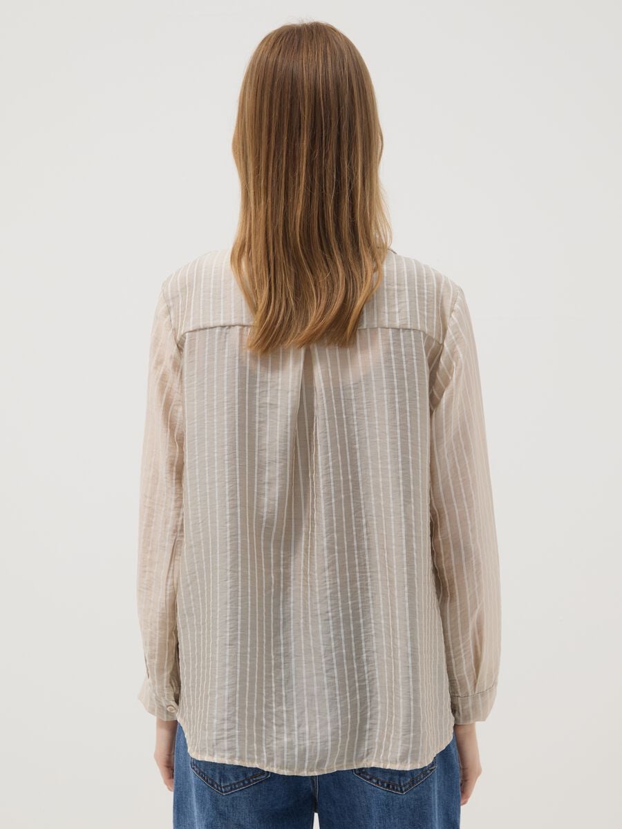 Beige striped lyocell-blend shirt_3