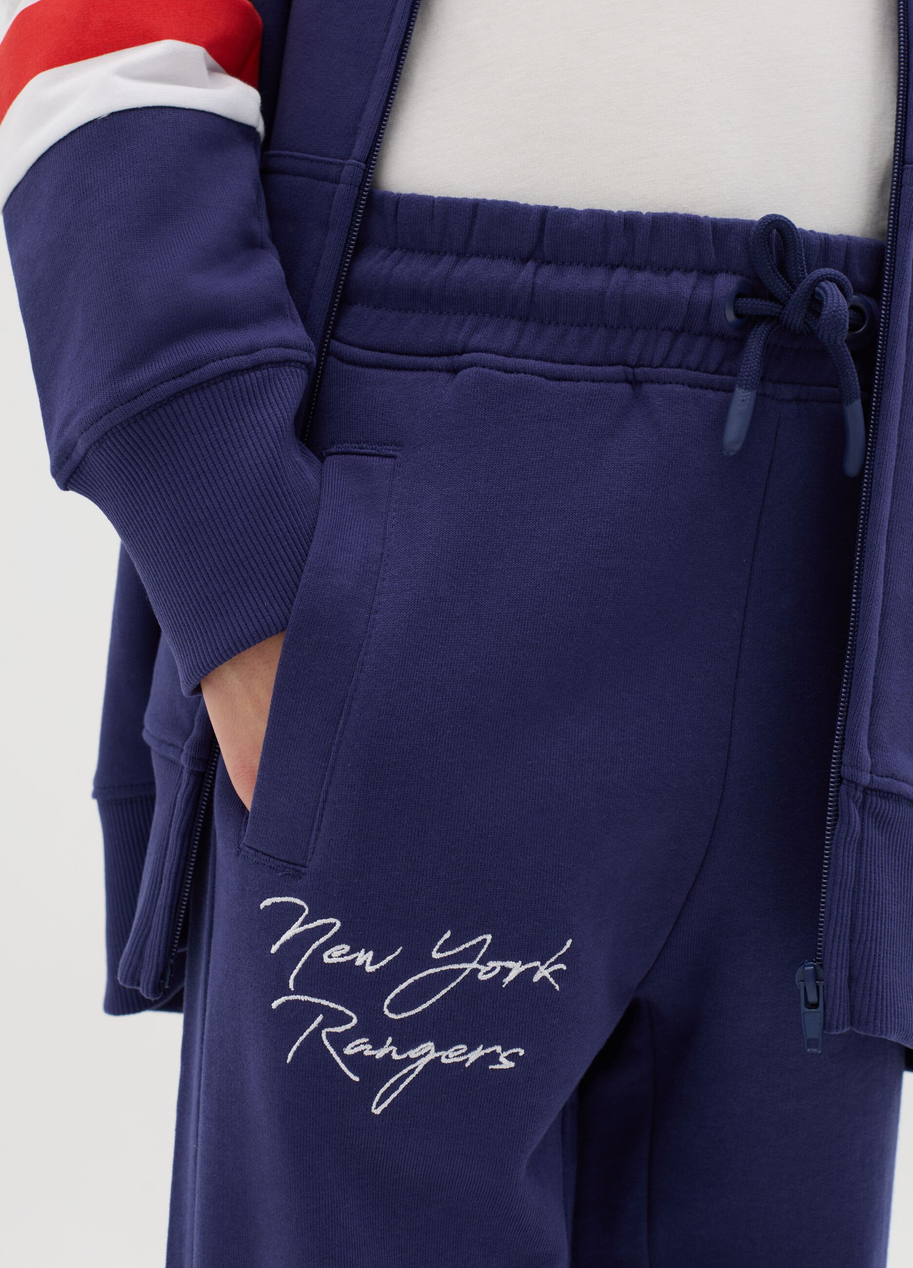 Joggers with drawstring and "New York Rangers" embroidery