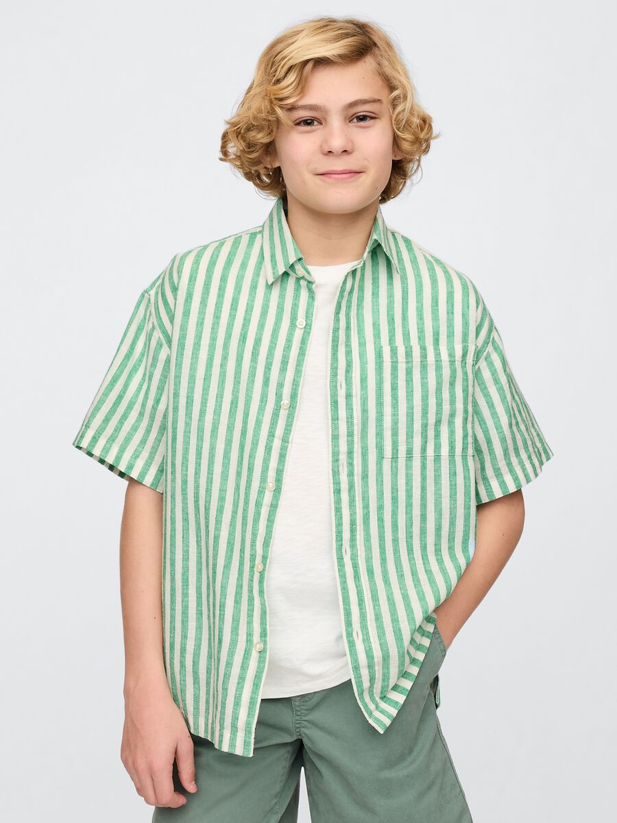 Green and White Striped Shirt_0