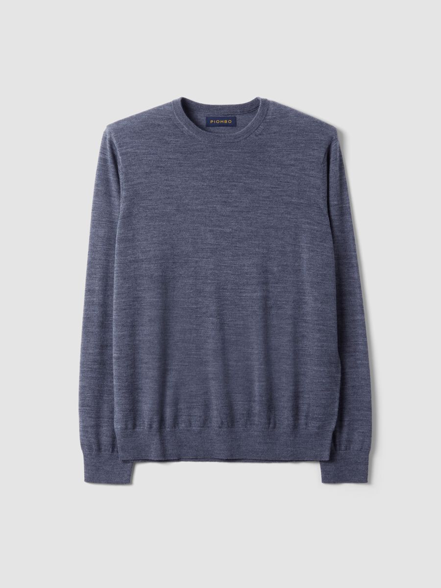 Grey crew-neck pure merino wool jumper, regular fit_4