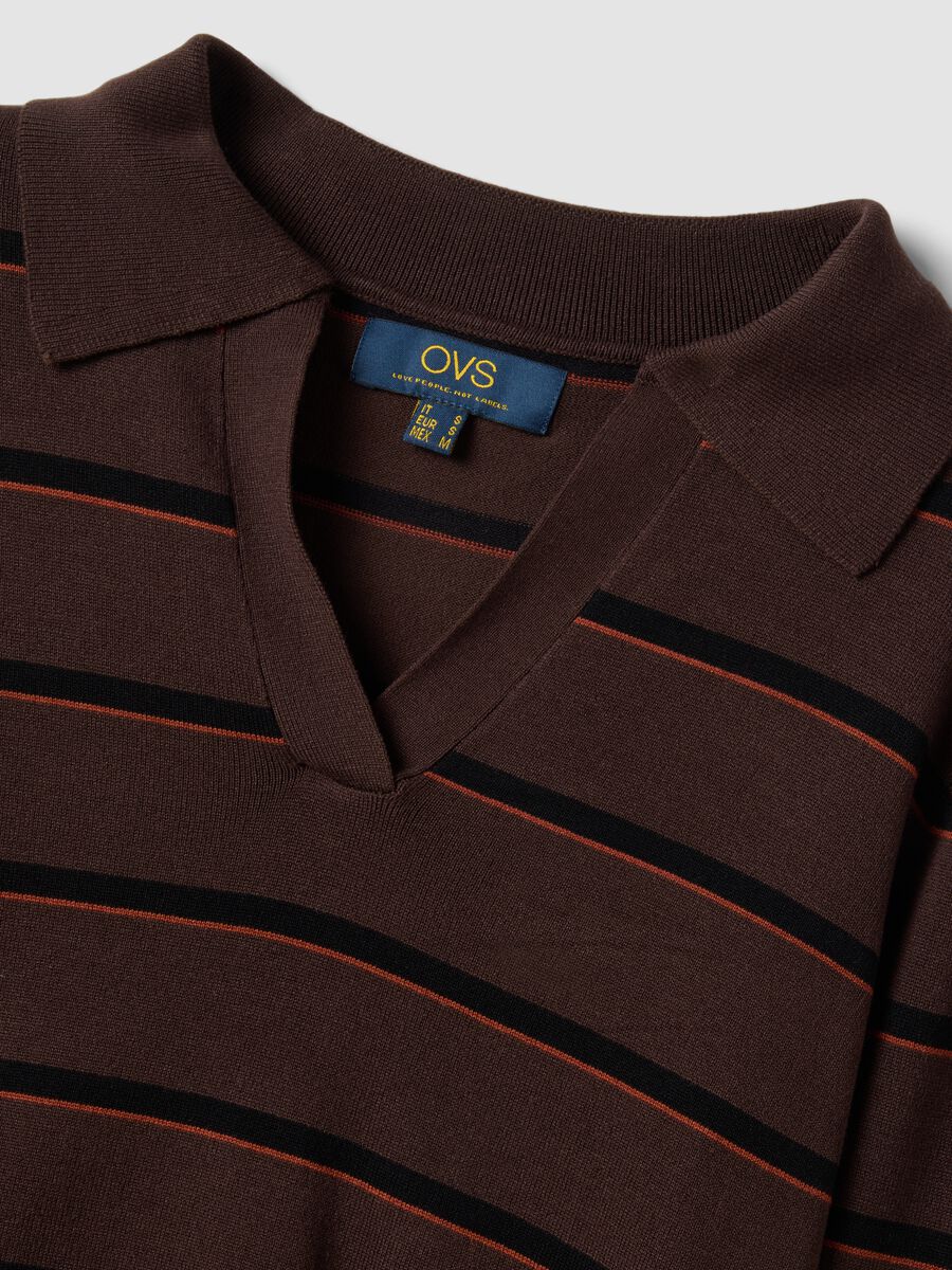 Brown viscose-blend polo-collar jumper, regular fit_1