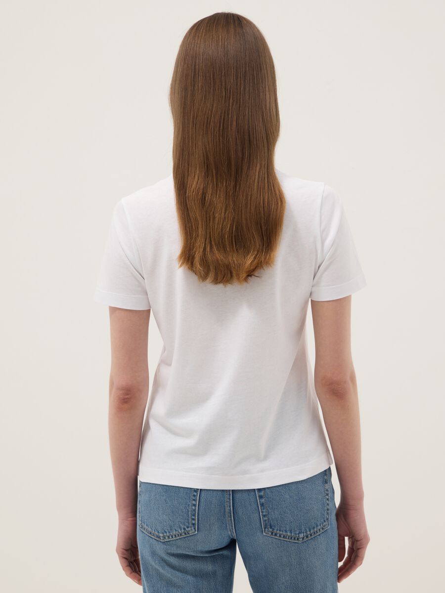 T-shirt bianca in puro cotone a maniche corte_3