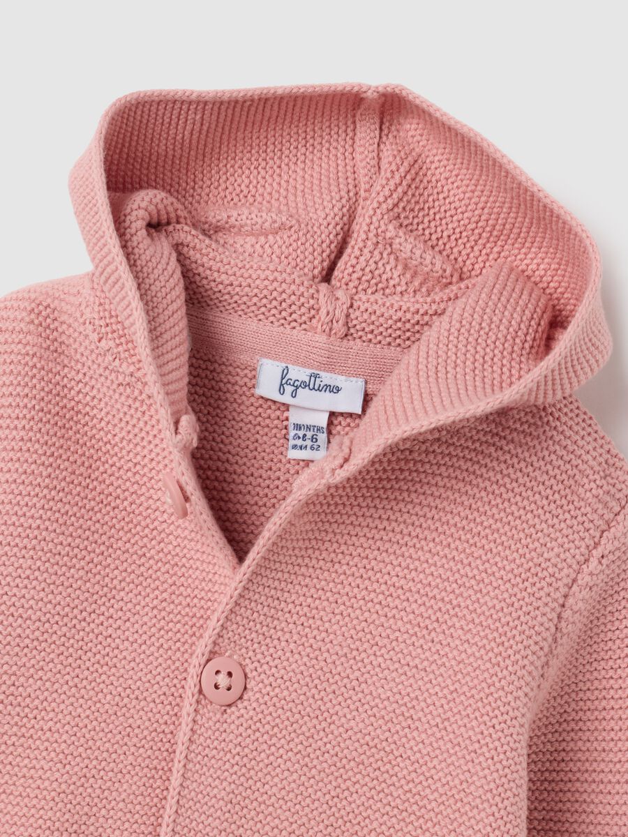 Cardigan da neonato in puro cotone rosa regular fit_2