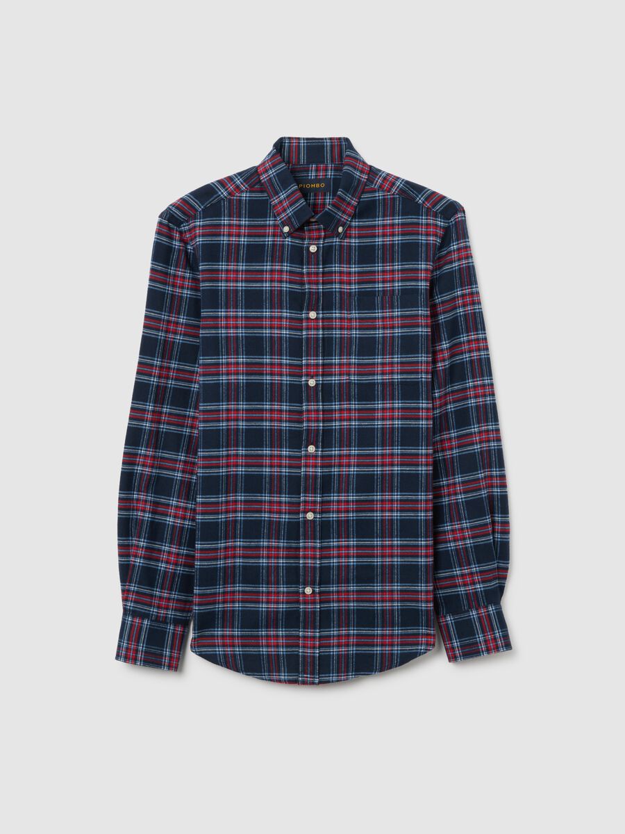 Camicia a quadri multicolor in puro cotone regular fit in flanella_0