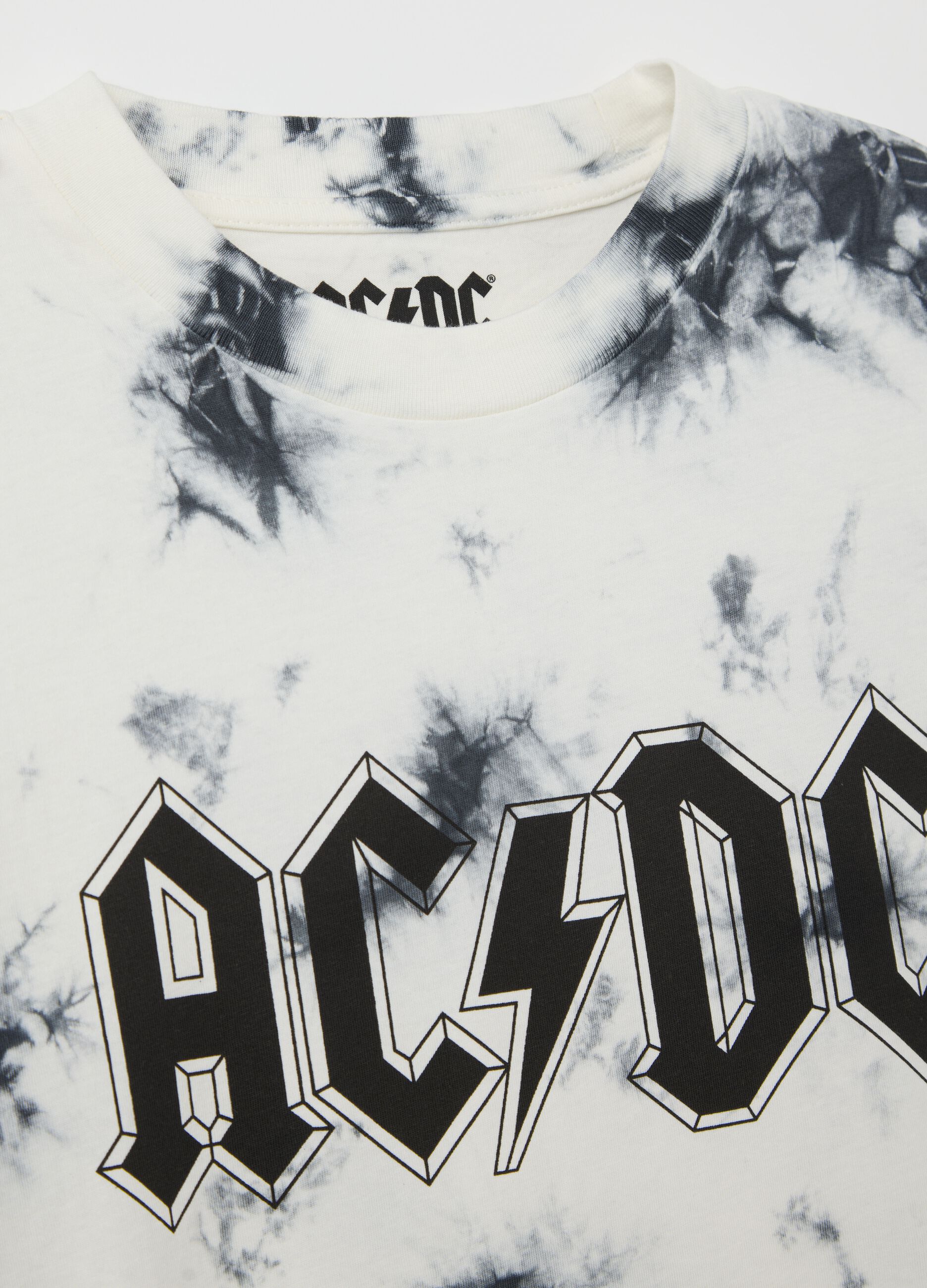 Tie-dye T-shirt with AC/DC print
