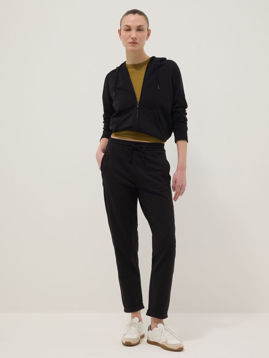 Black pure cotton joggers, regular fit_1