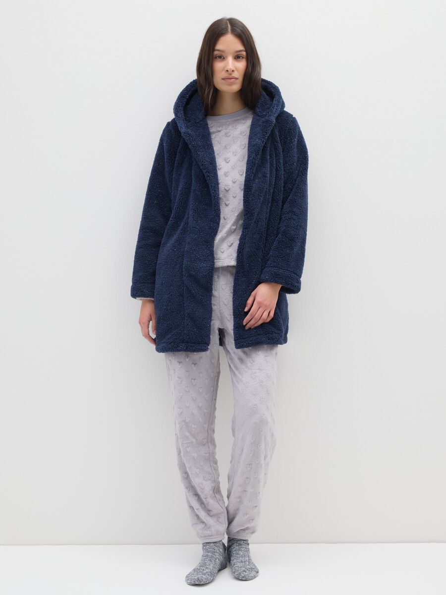 Blue Coral Fleece Dressing Gown_0