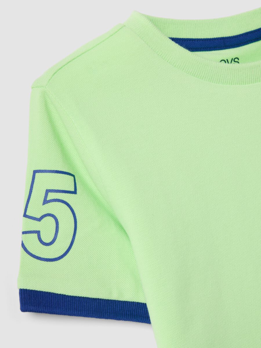 T-shirt verde in puro cotone organico da bambino con stampa_2