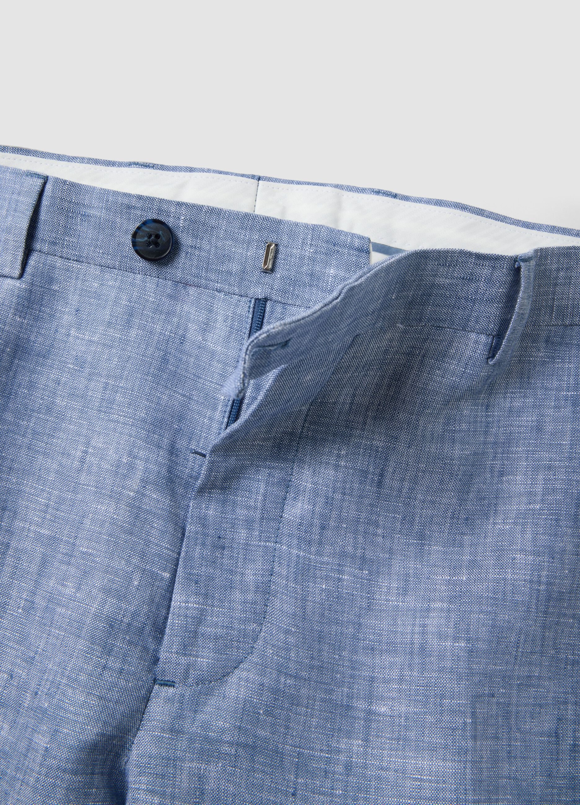 Light Blue Pure Linen Trousers