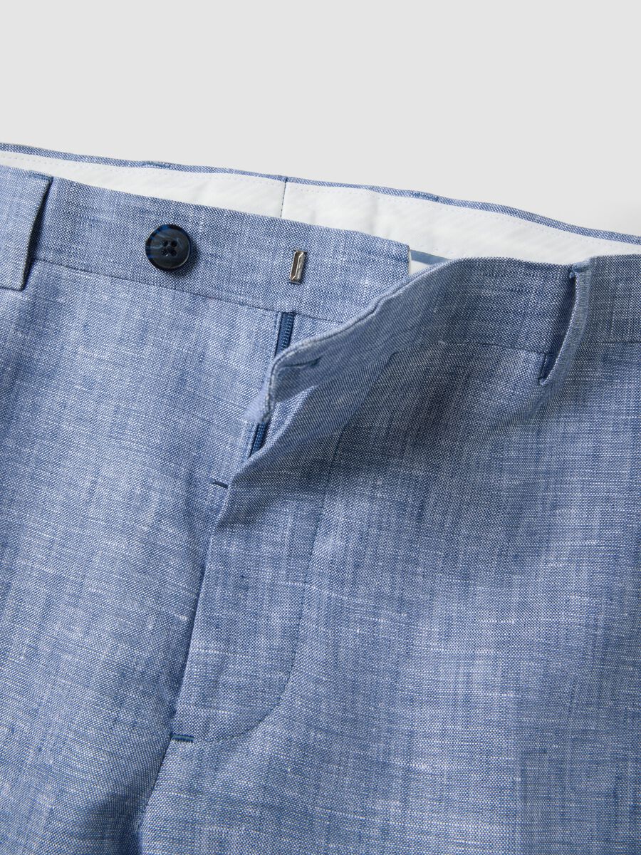 Pantaloni azzurri in puro lino_1