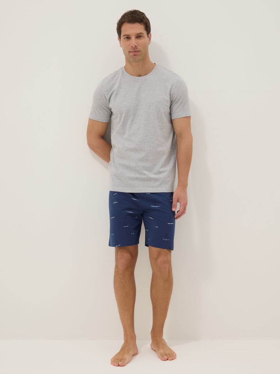 Multicoloured regular fit pyjamas in pure organic cotton with prints_0