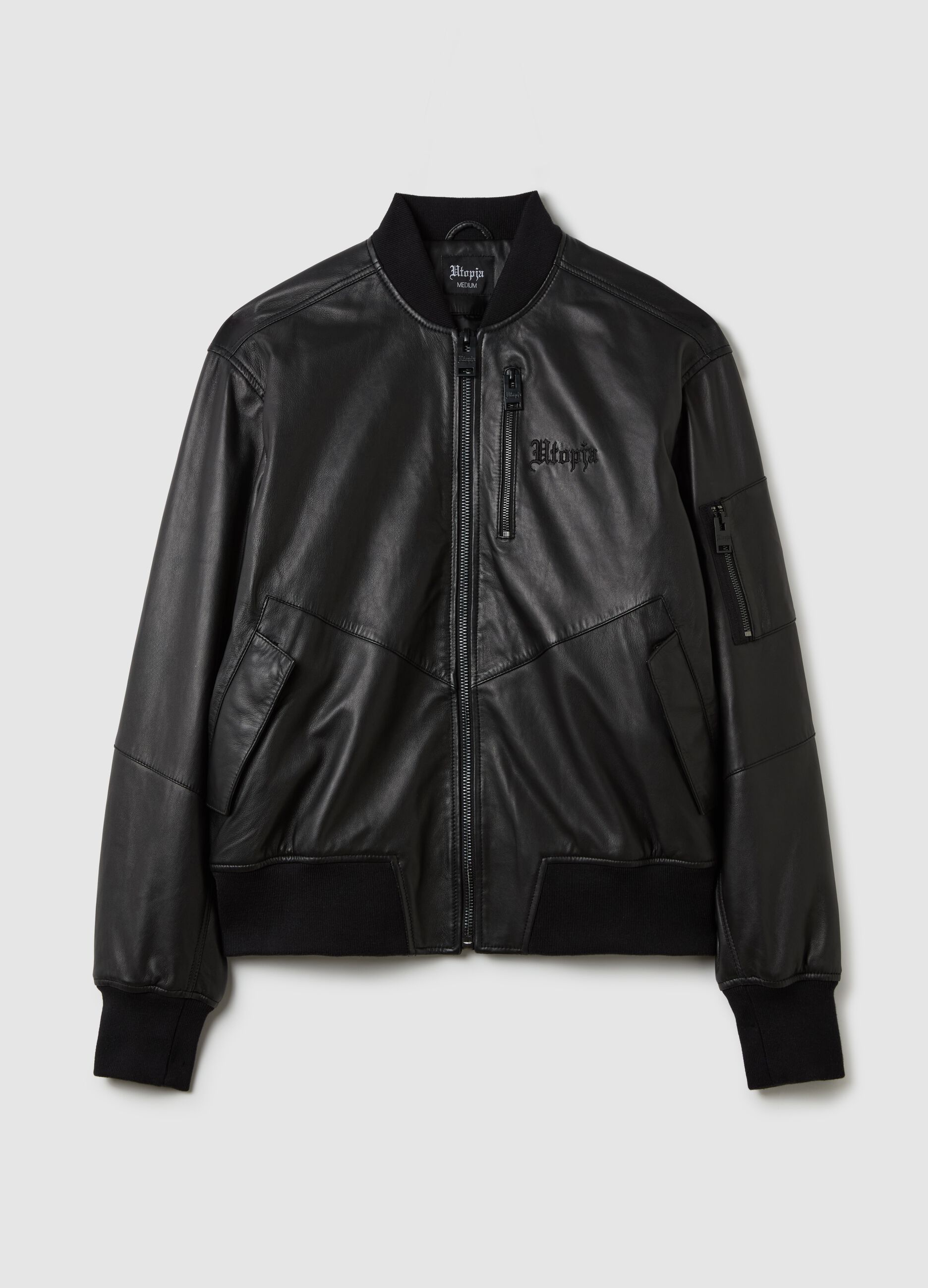 Ovs Real Leather Perfect Bomber Jacket Black Acquista Ora