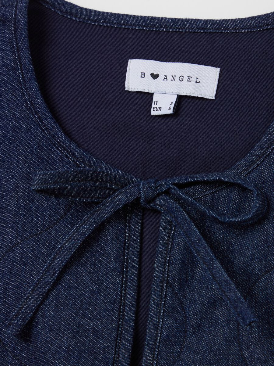 Padded gilet in denim with laces_5