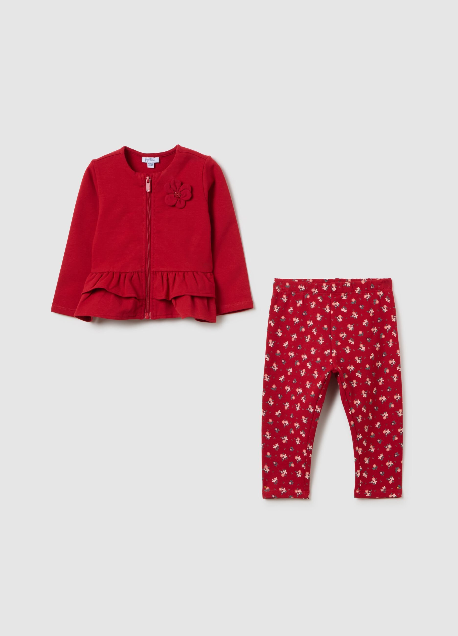 Red cotton regular fit girl's outfit