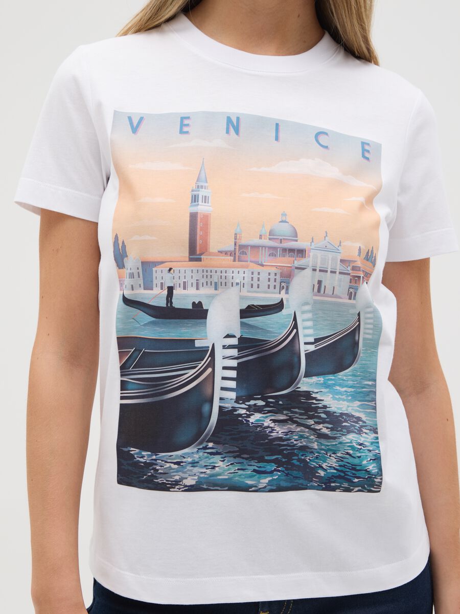 Women's pure cotton white regular fit T-shirt with print_3