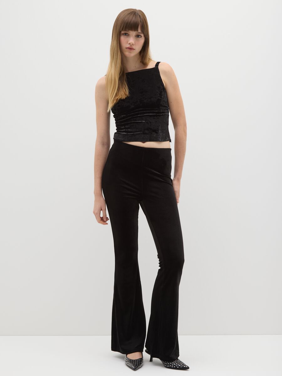 Canotta in velour nero regular fit_2