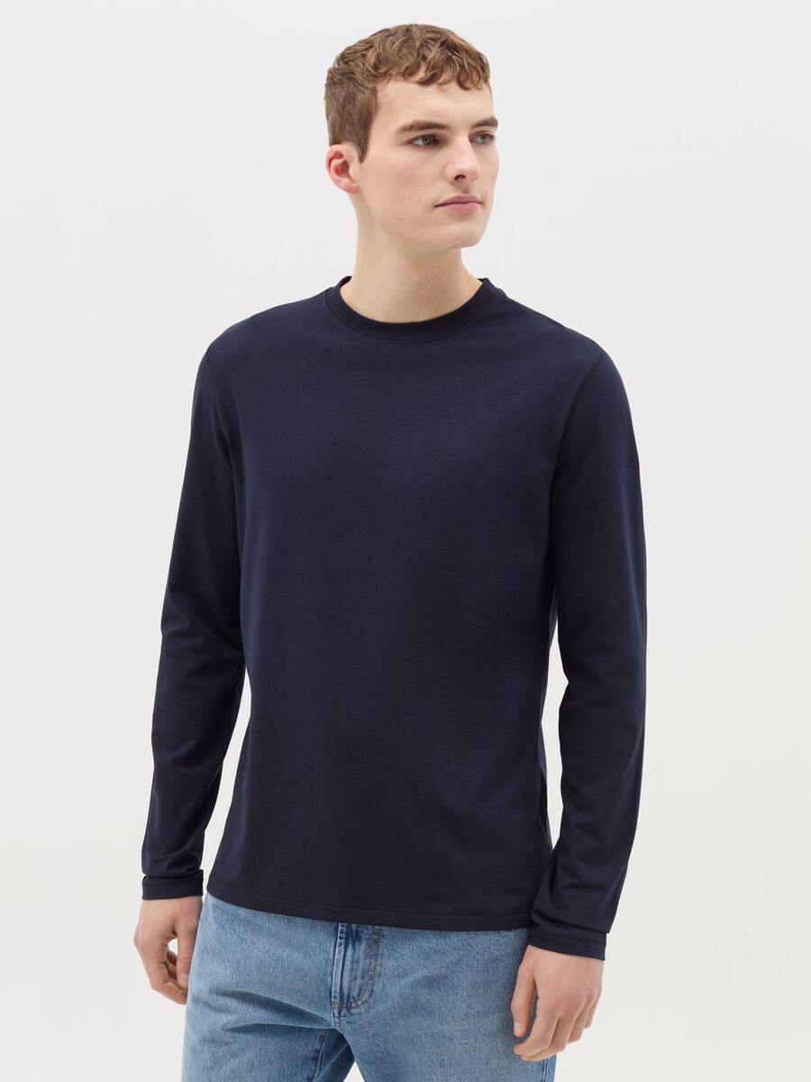 Long-sleeved T-shirt in stretch cotton_0