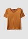 Brown satin V-neck blouse in stretch fabric, regular fit_4