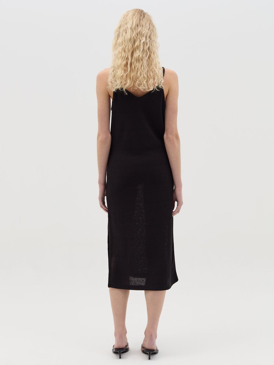 Black midi dress with spaghetti straps_3