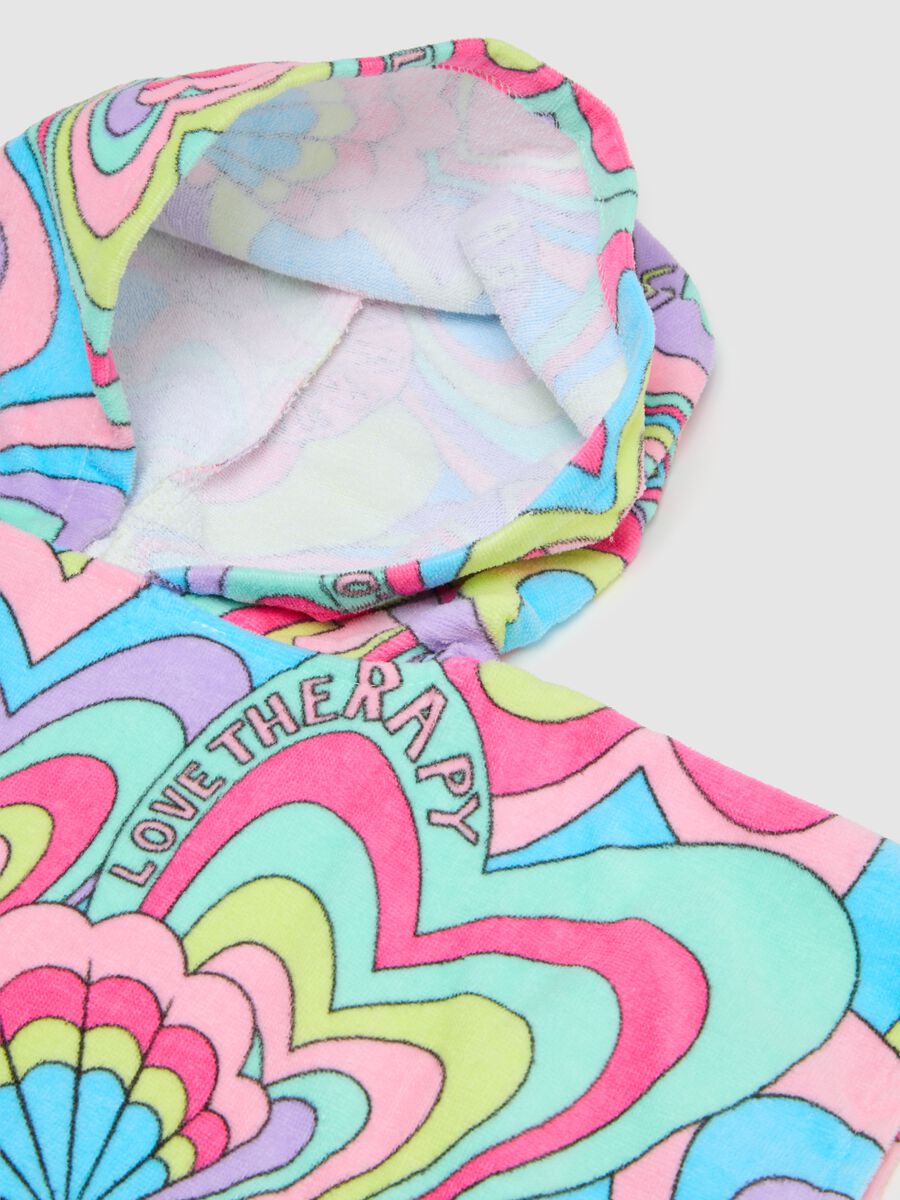 Multicolour cotton poncho with hearts_3