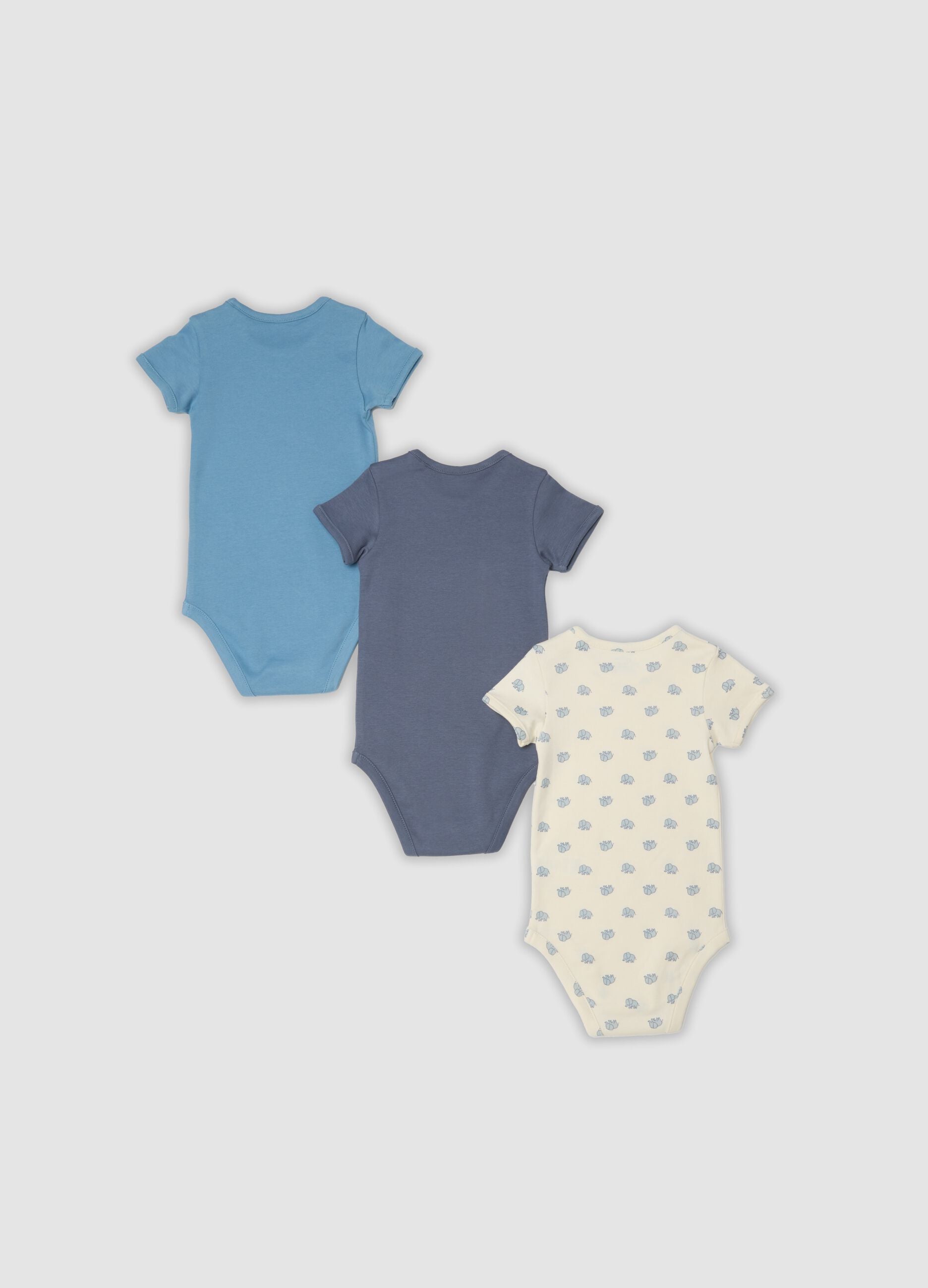 Multicolour 3-pack organic cotton bodysuits for baby and toddler