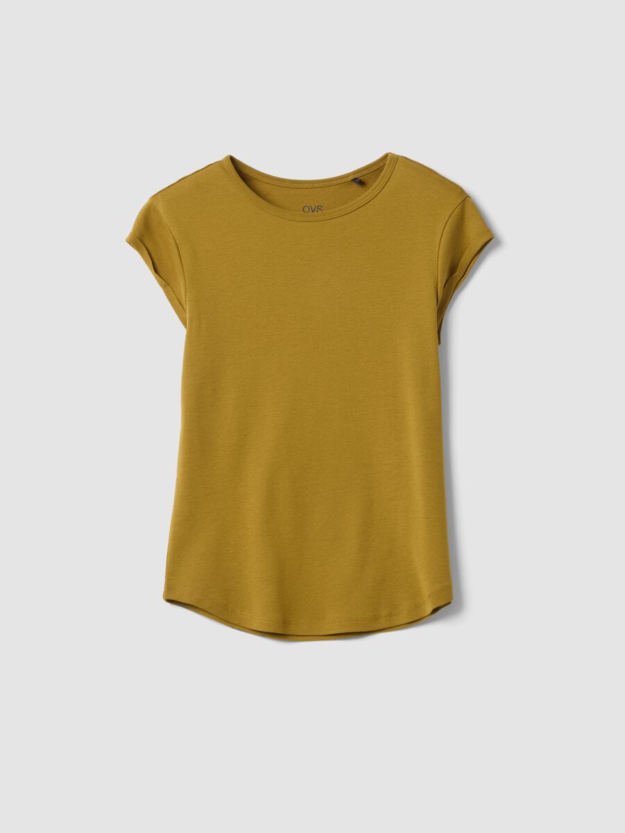 Yellow short sleeve pure cotton regular fit T-shirt_4