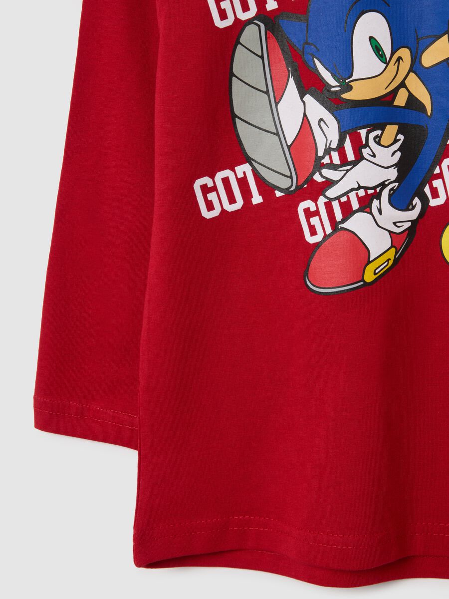Children's red pure cotton T-shirt regular fit with Sonic print_3