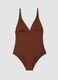 Brown one-piece swimsuit in stretch fabric_4
