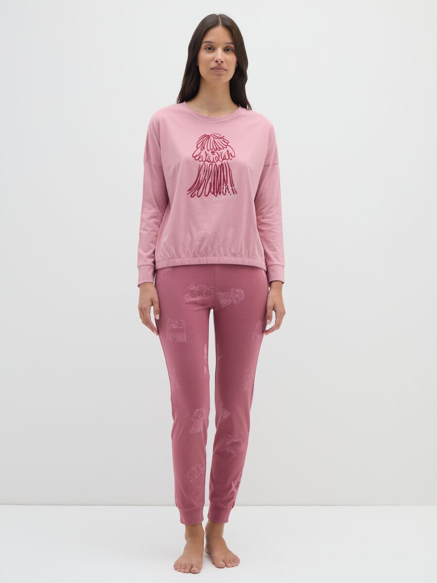 Pigiama in puro cotone rosa vestibilità regular_0